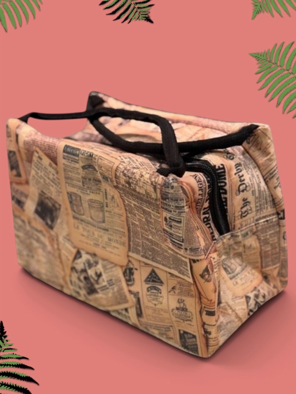 Vintage Newspaper Print Insulated Cooler Bag Unisex